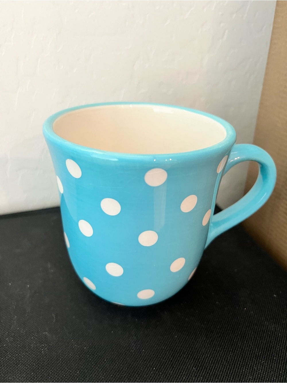 Light Blue Polka Dot Ceramic Mug -